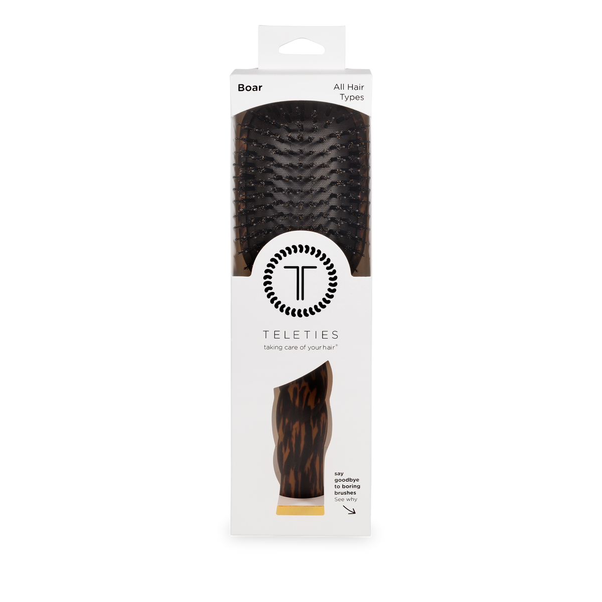 Teleties Boar Brush | Full Size | Tortoise Brush