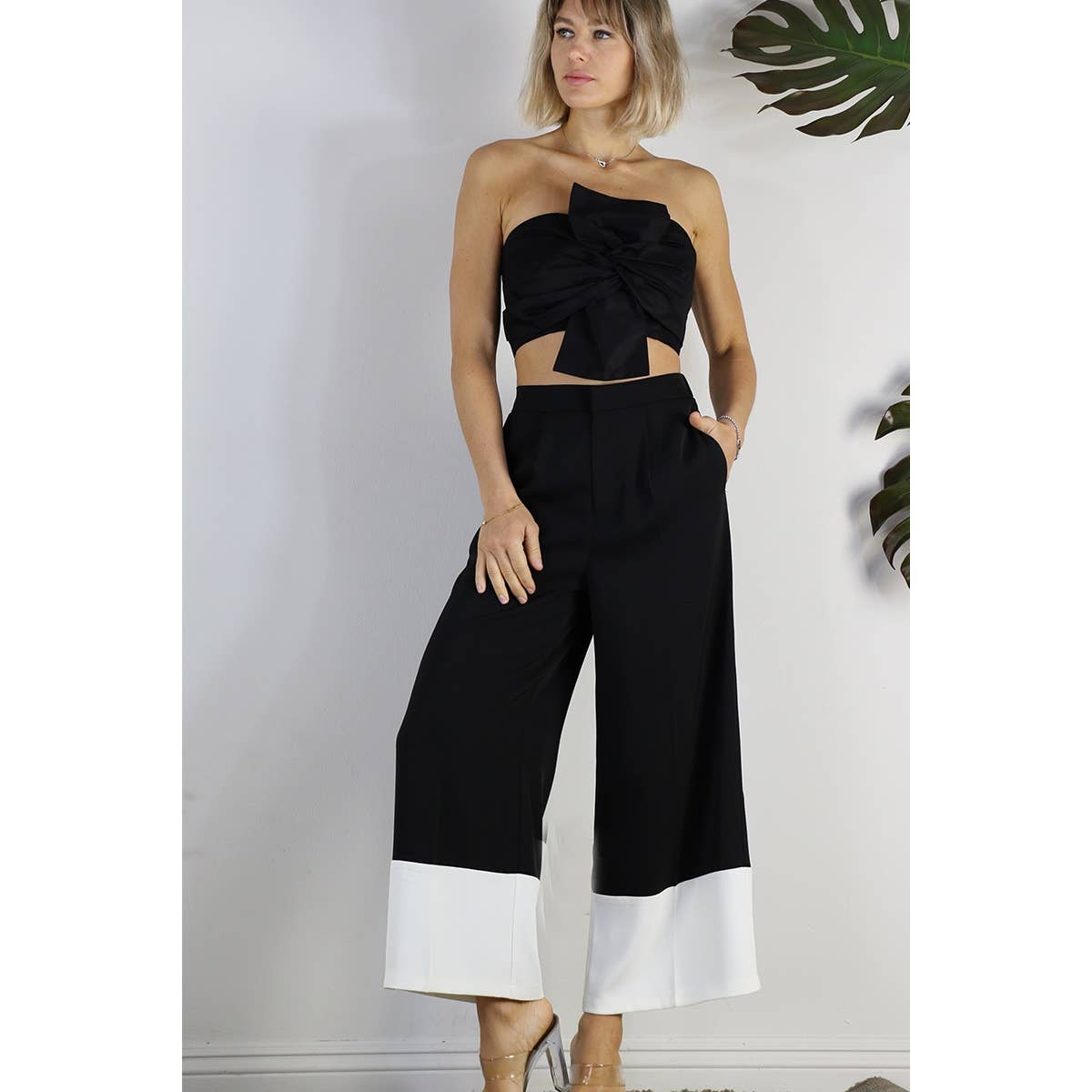 COLOR BLOCK WIDE PANTS