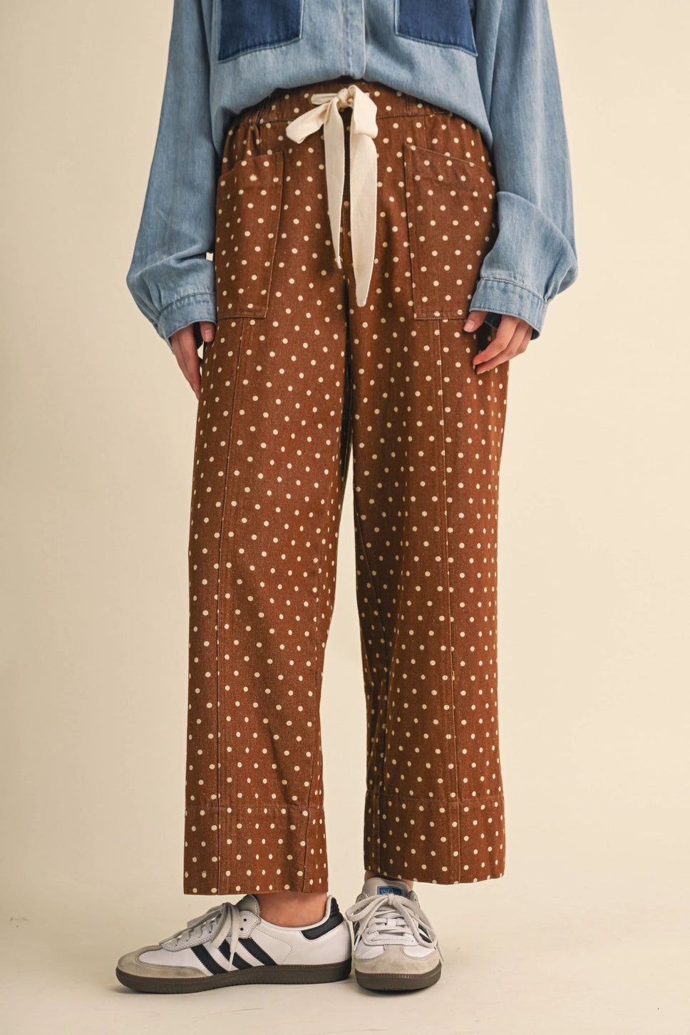 Polka Dot Wide Leg Cropped Pants