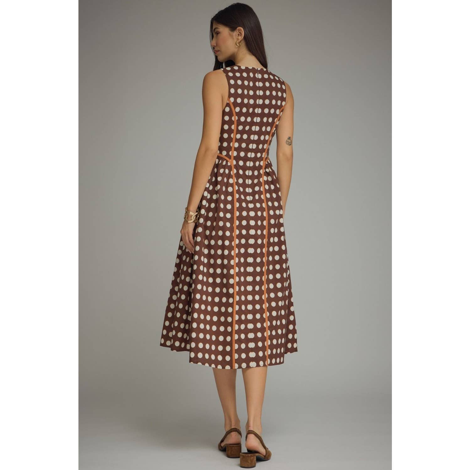 Polka Dot Sleeveless Midi Dress