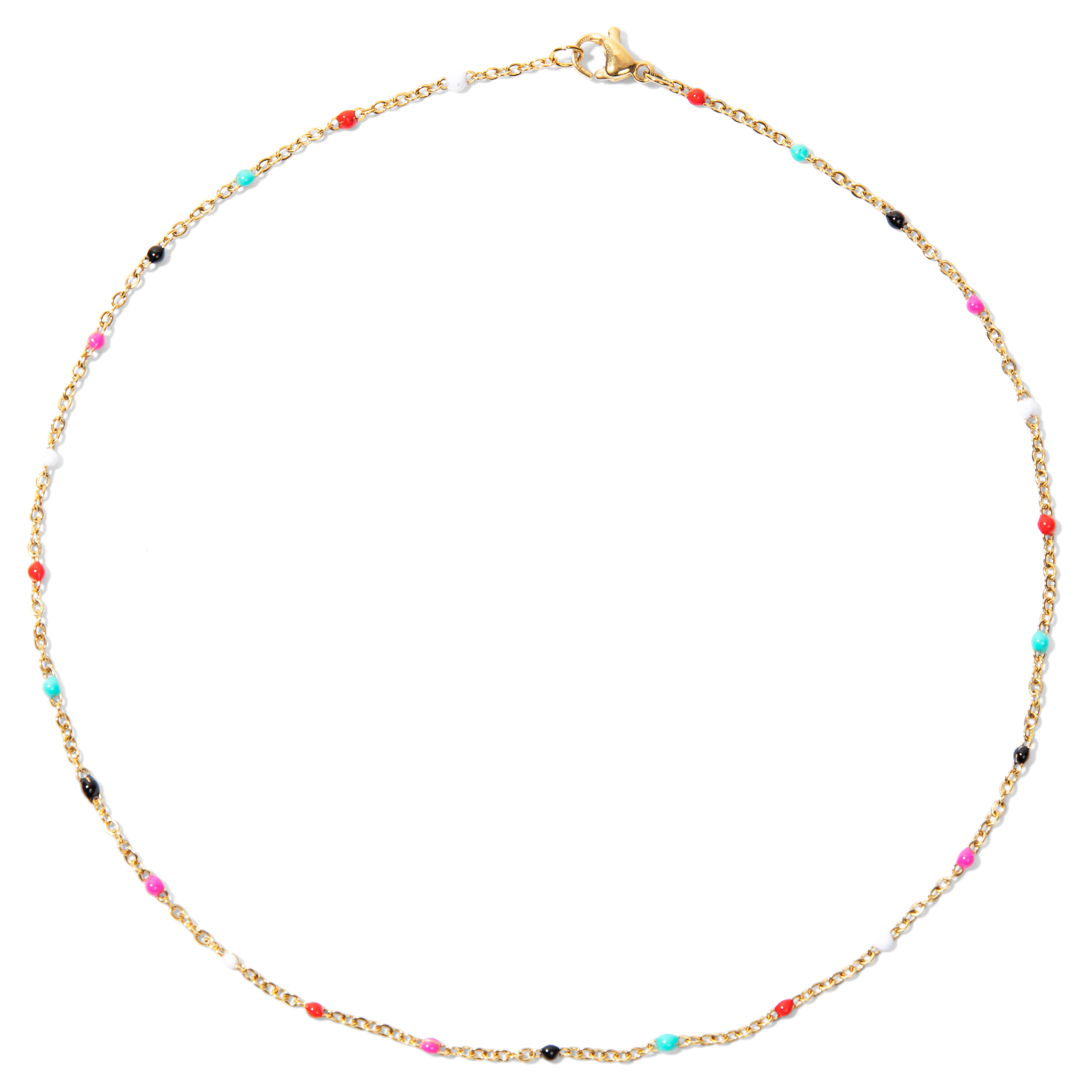 multi bead gold colorful necklace