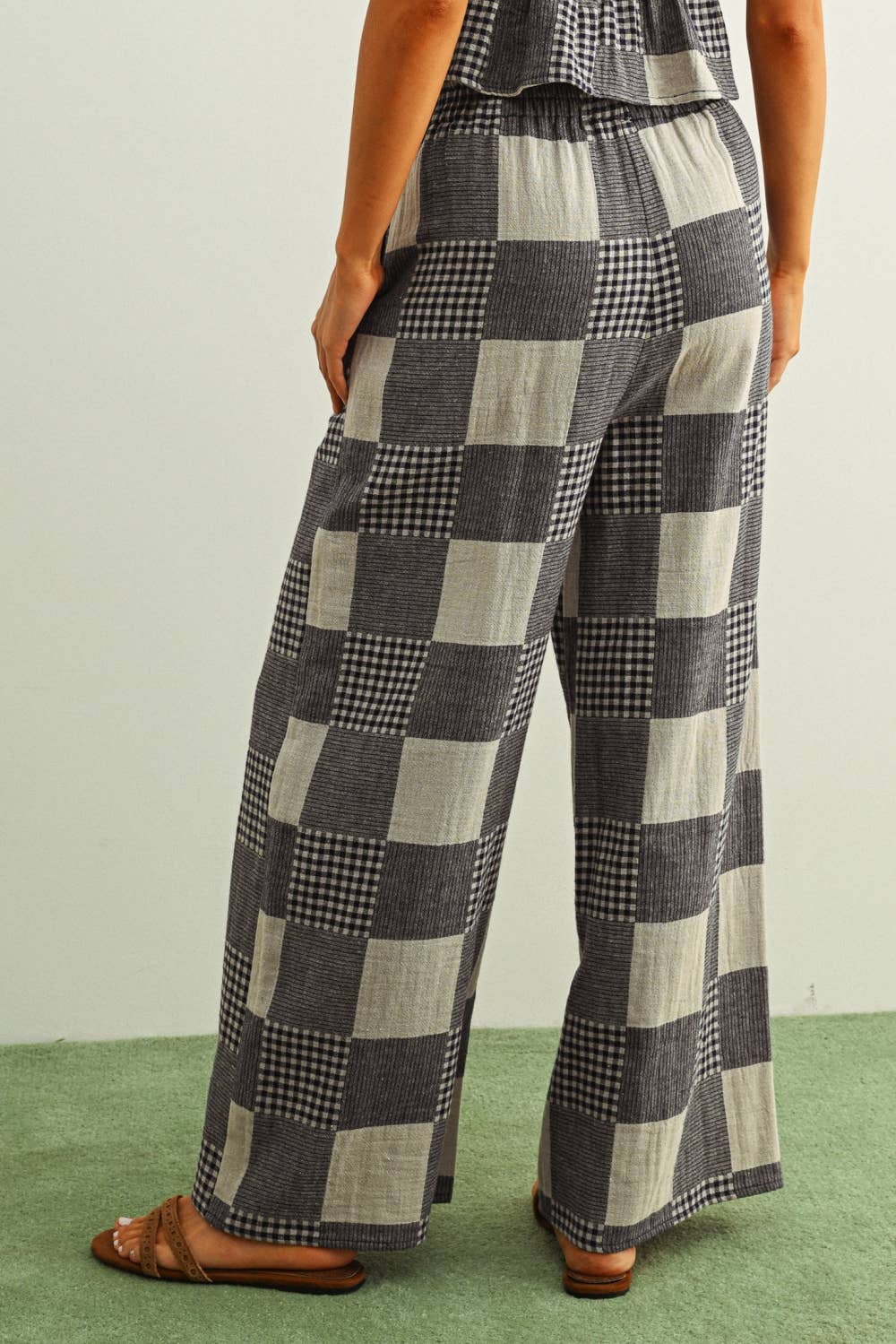 GINGHAM PATCH EFFECT PANTS