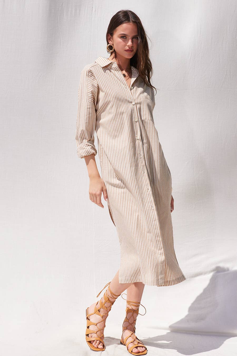 Stripe Midi Shirt Midi Dress