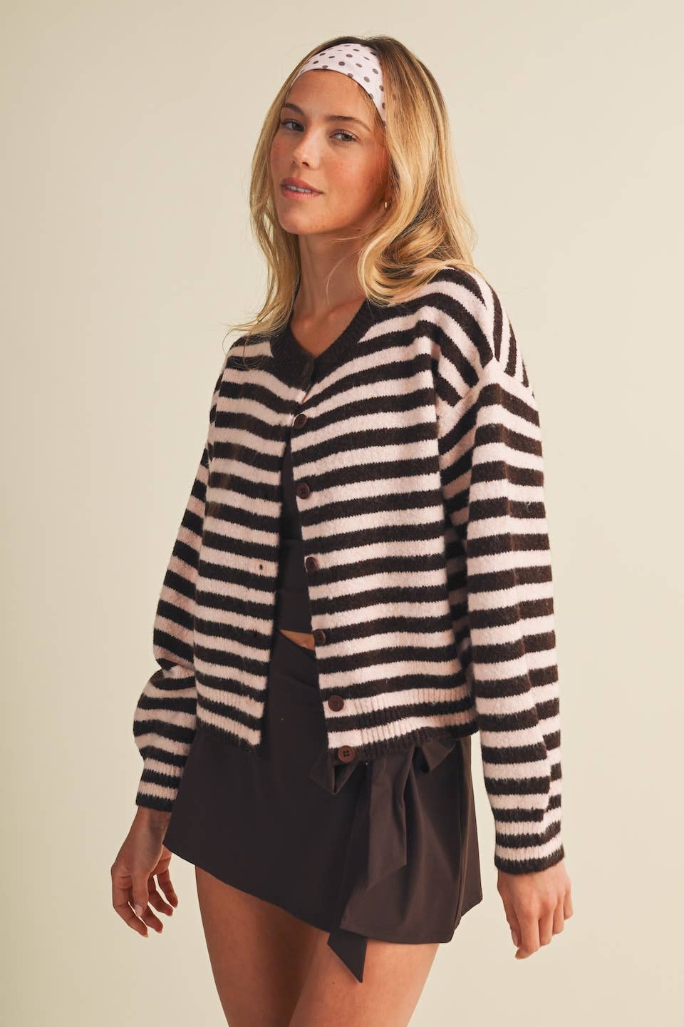 Striped Knit Button Up Cardigan Sweater