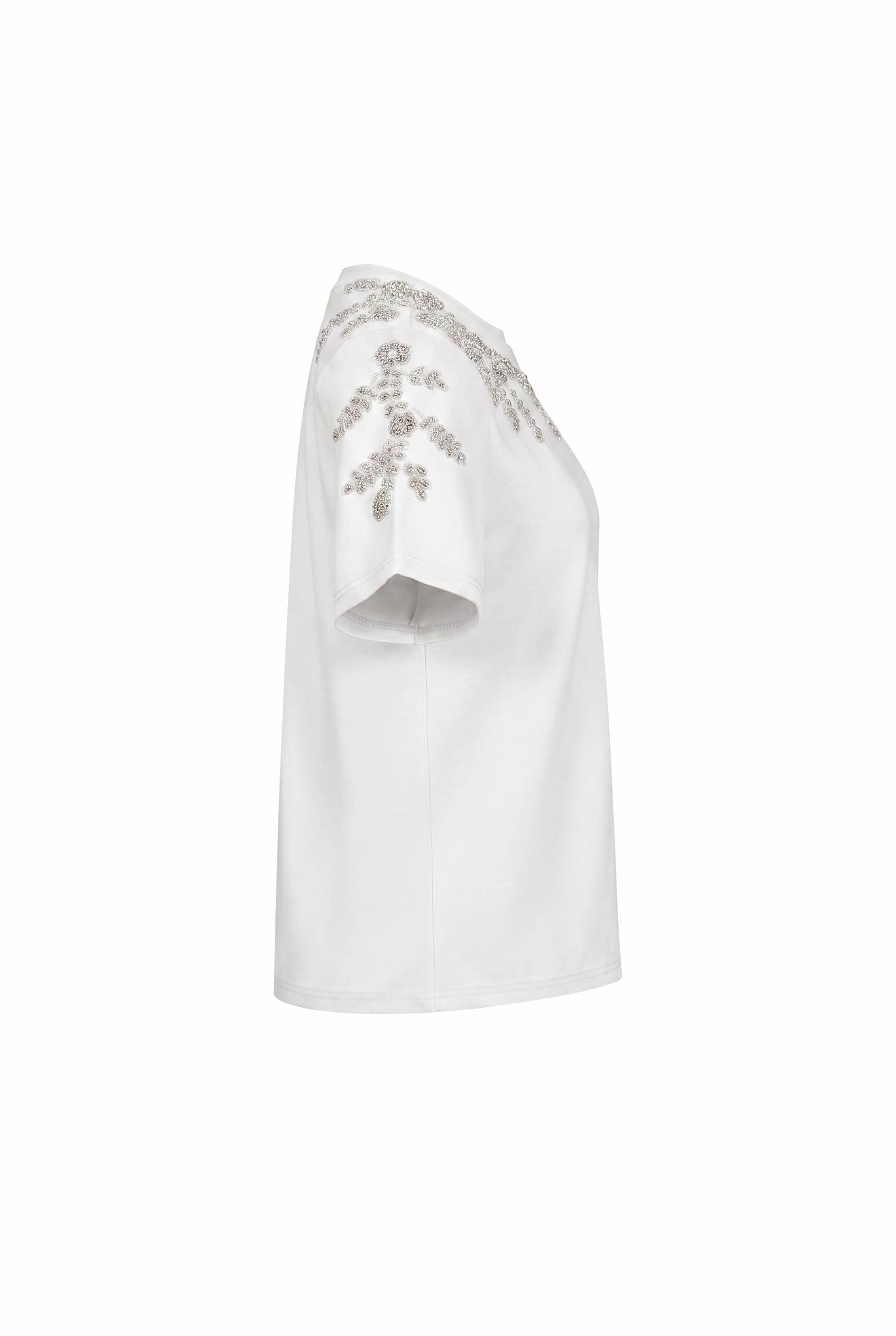 Short Sleeve T-shirt with Beaded Applique