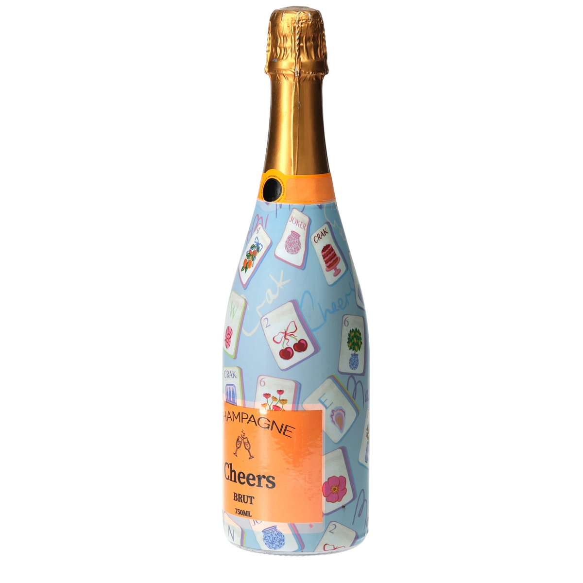 Blue Mahjong Champagne Bottle Wrap – Gift for Her