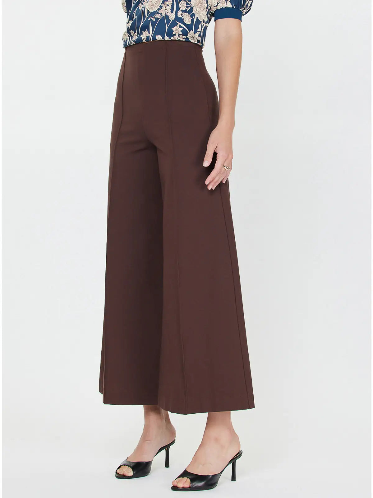 Ponte Flared Pintucked Pants