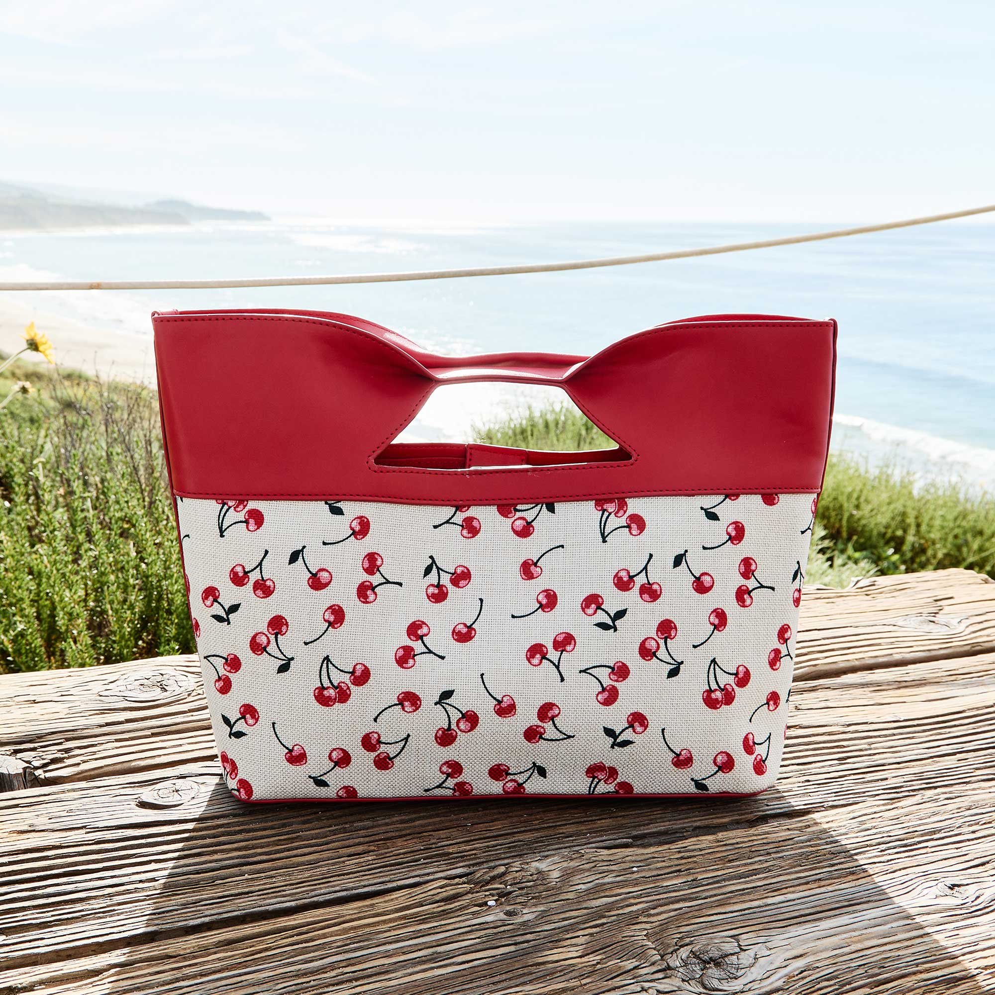 Jillian Red Cherry Leather Tote Bag