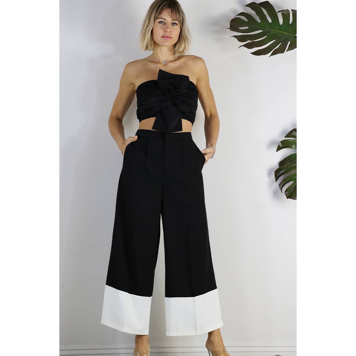 COLOR BLOCK WIDE PANTS