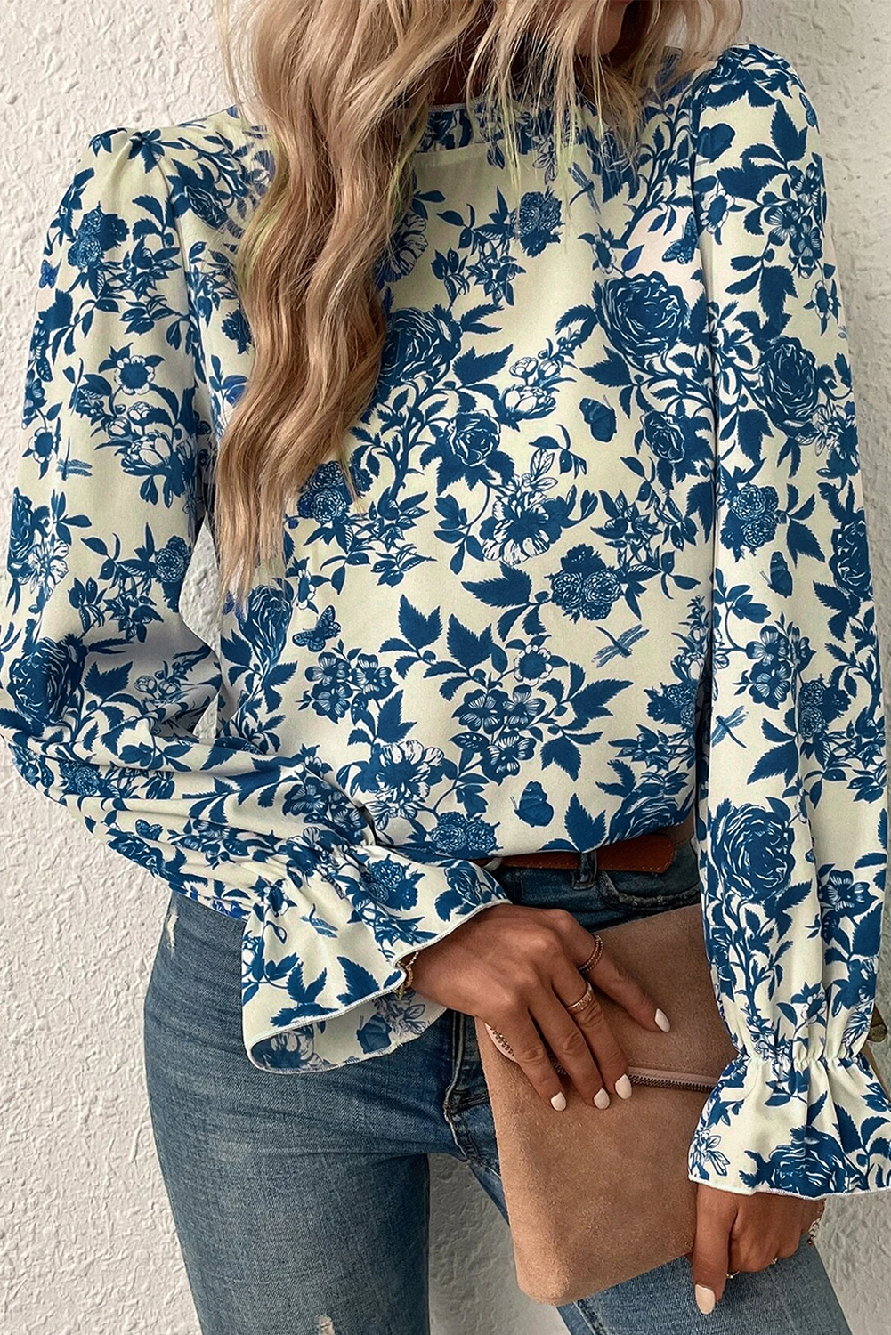 Burke Floral Flounce Sleeve Blouse | S-XL