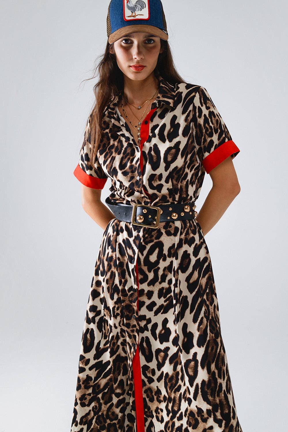 Maxi Leopard Button-Down Dress