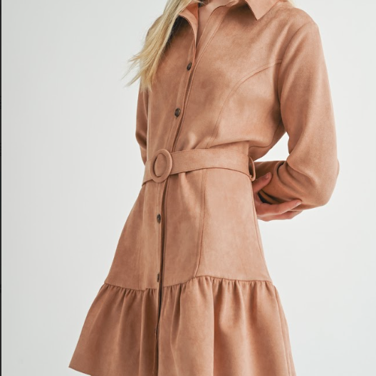 Womens suede button soft dress