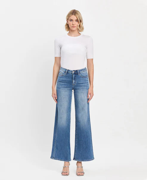high rise wide leg denim