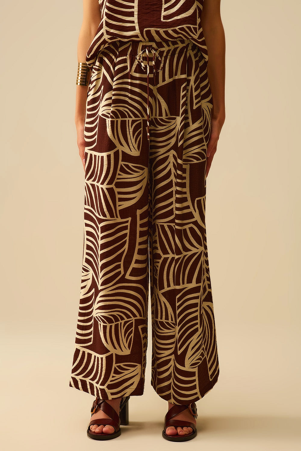 Palm Print Drawstring Pant