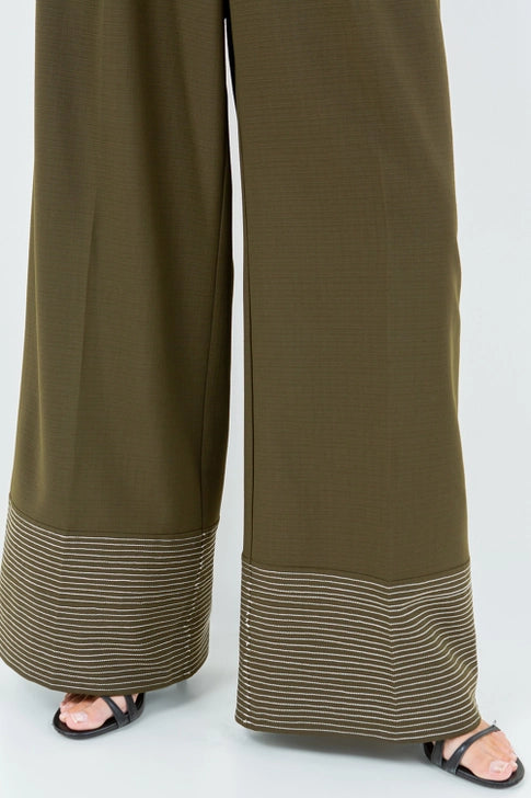 Bottom Cuff Contrast Thread Detailed Pants