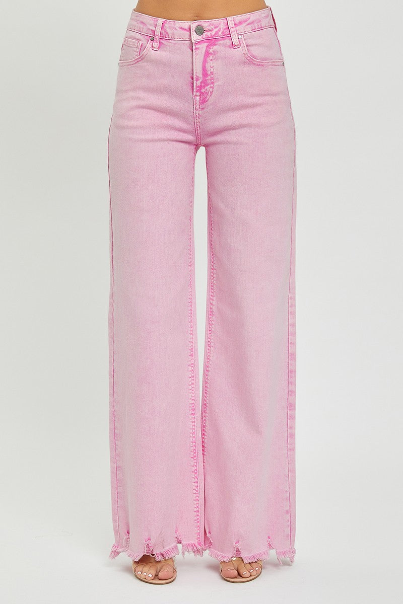 RISEN Acid Wash Frayed Hem Pant