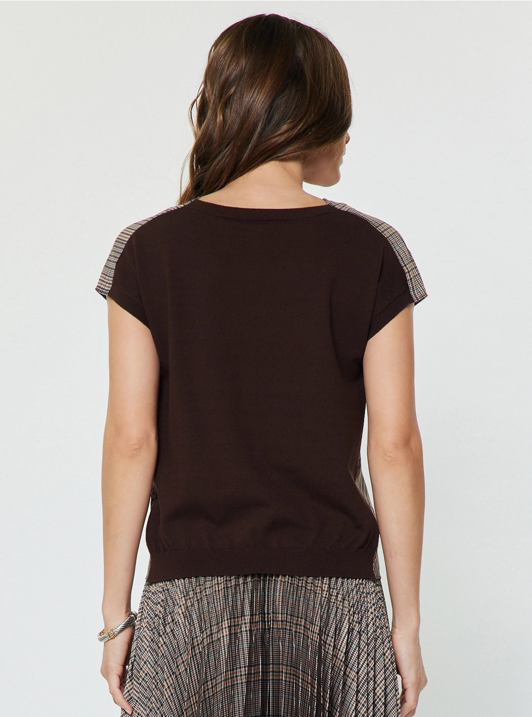 Women's Cowl Neck Silk Plaid Sweater