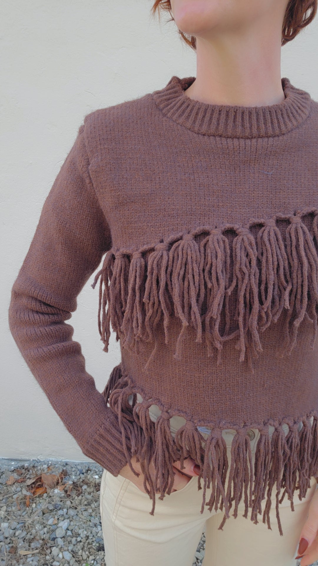 Chocolate Fringe Sweater