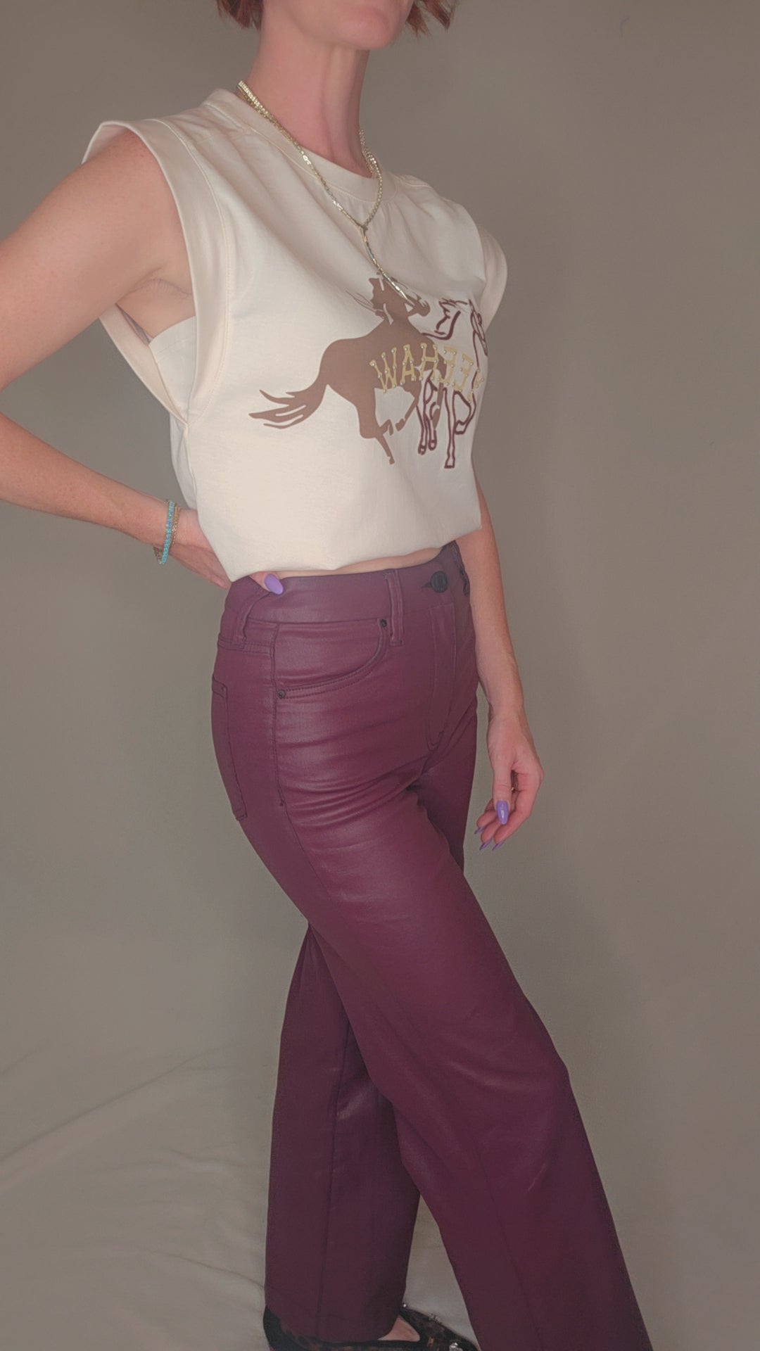 Meg Coated High Waist Wide Leg Jeans