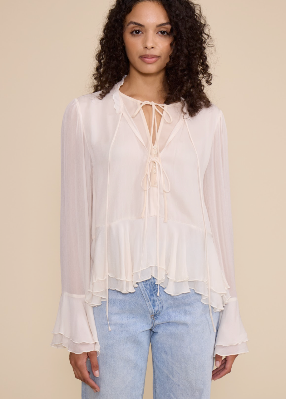Ivory Tie PEPLUM TOP