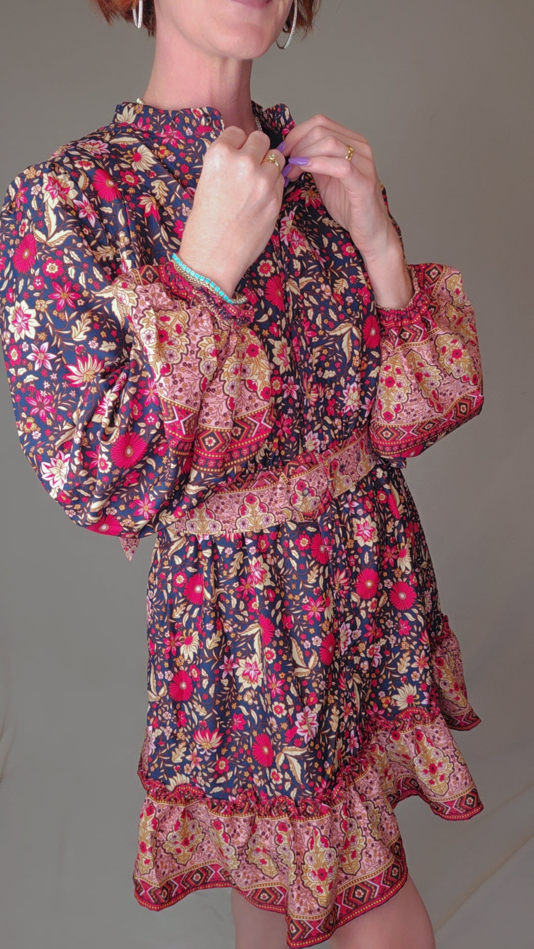 Floral Smocked Waist Mini Dress