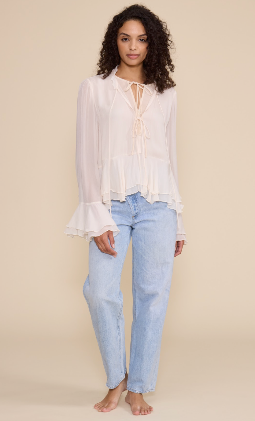 Ivory Tie PEPLUM TOP