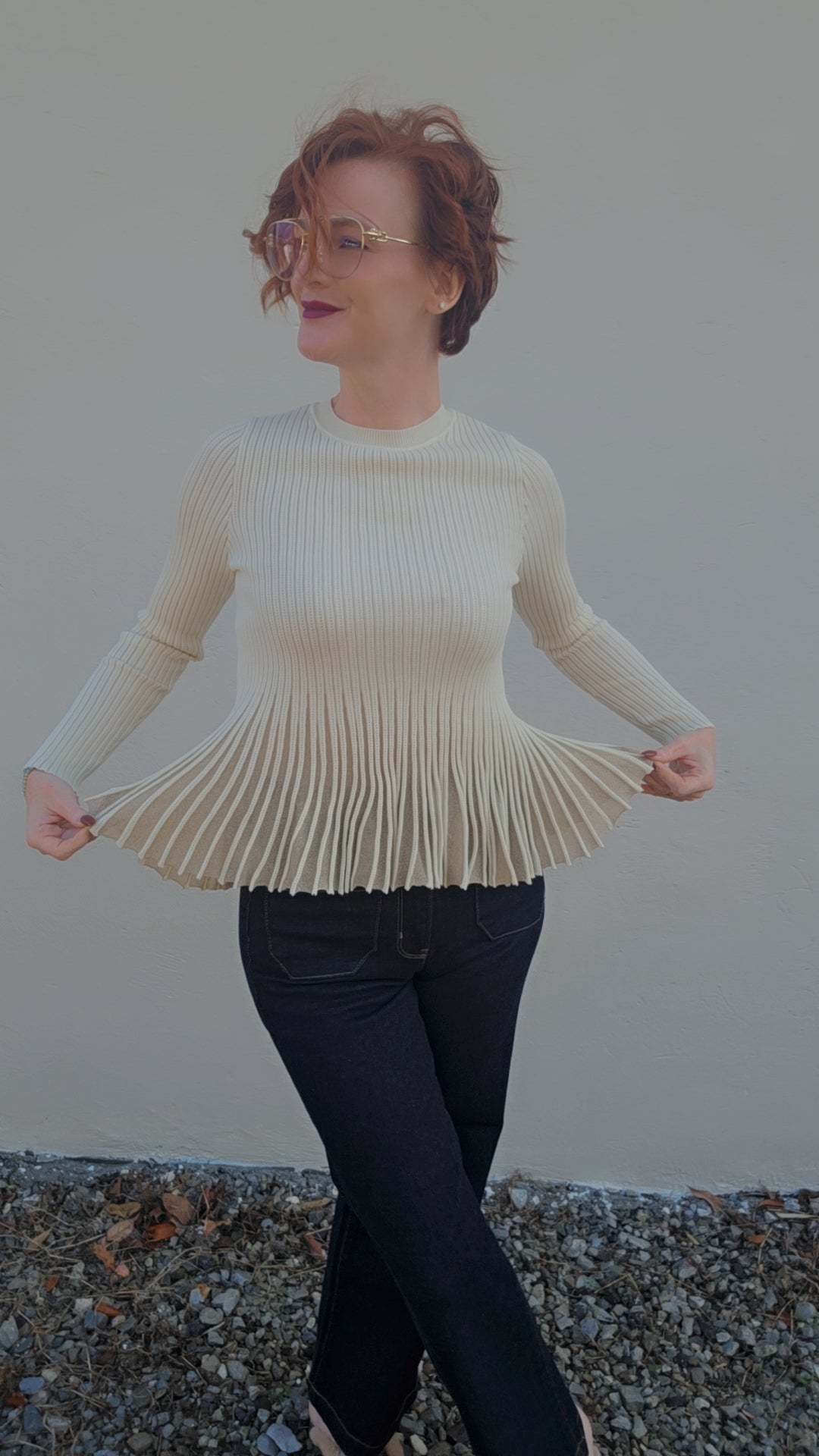 Shimmer Peplum Sweater