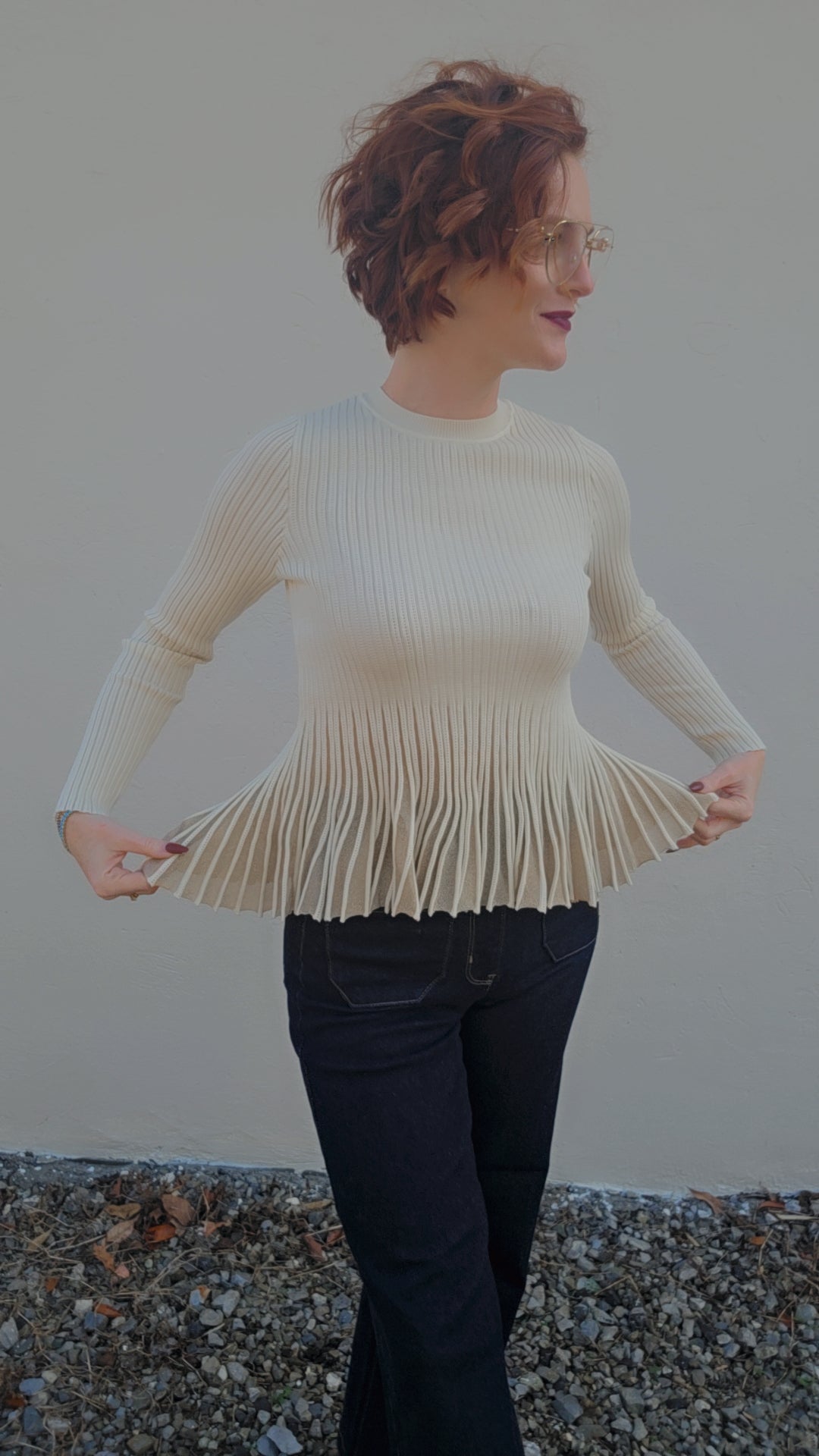 Shimmer Peplum Sweater