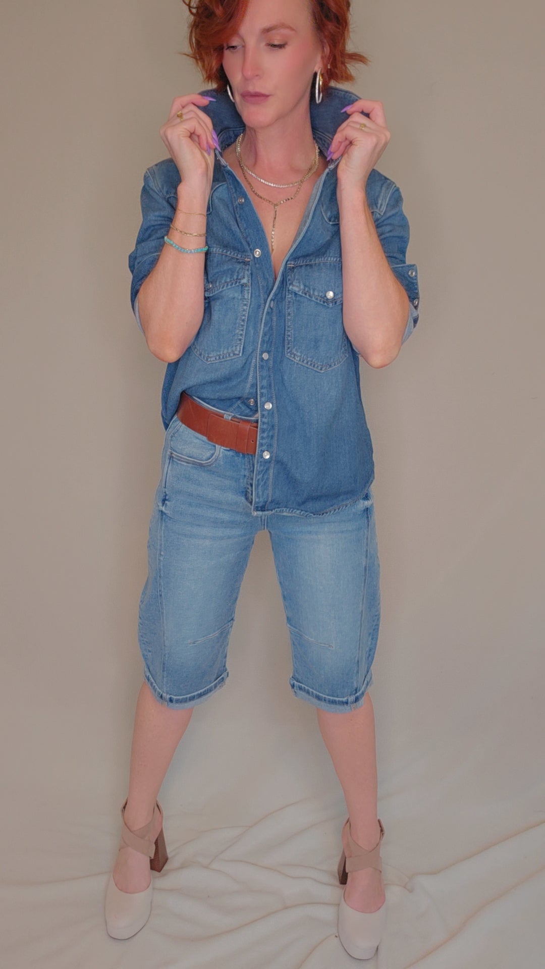 The Abby Denim Western Button Up