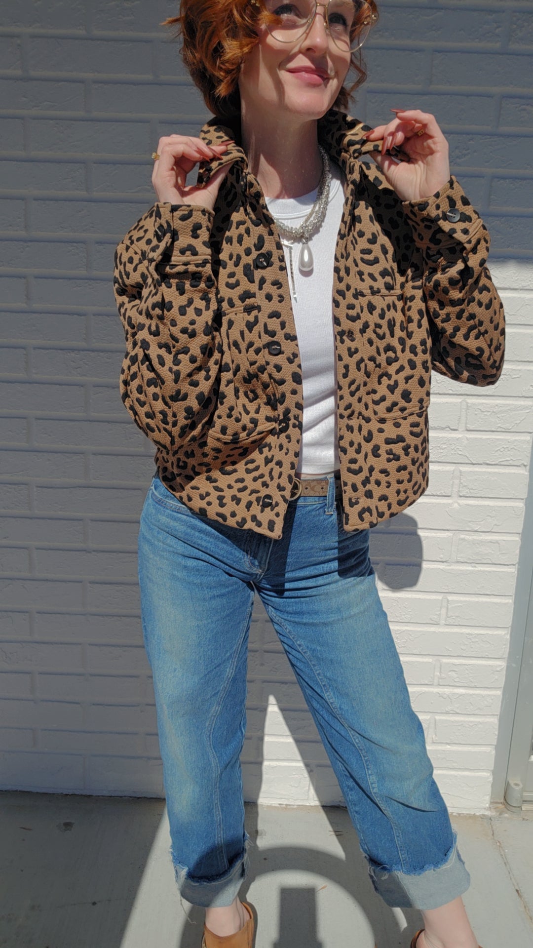 Cheetah Print Cropped Jacket