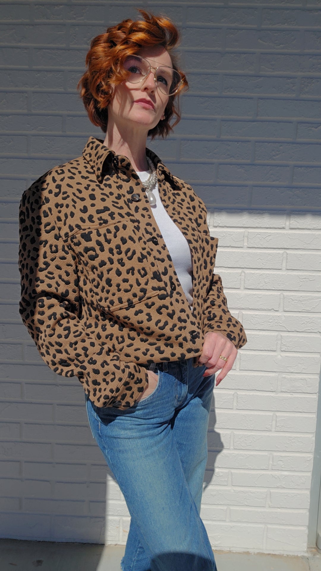 Cheetah Print Cropped Jacket