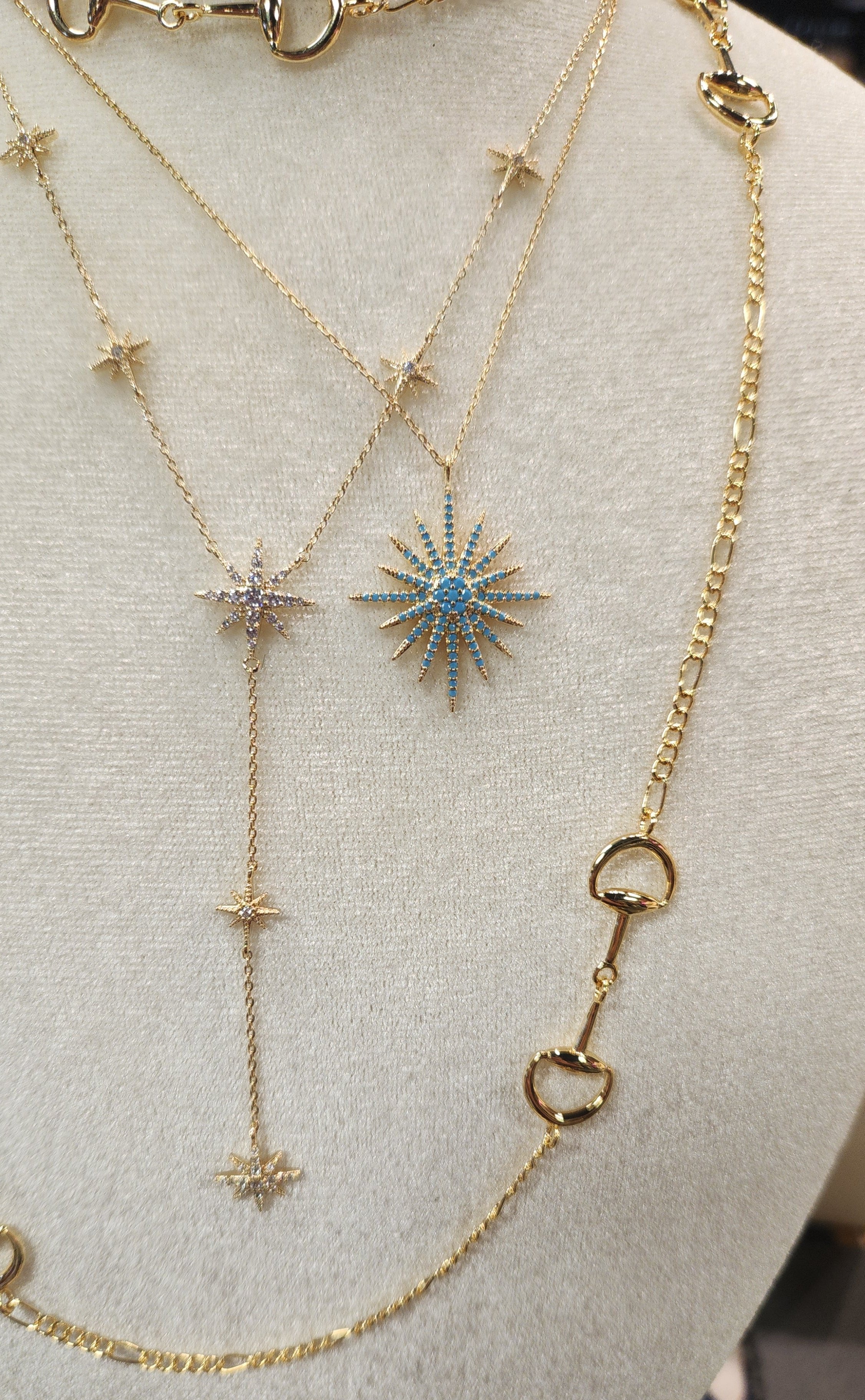 gold necklace star pave womens 