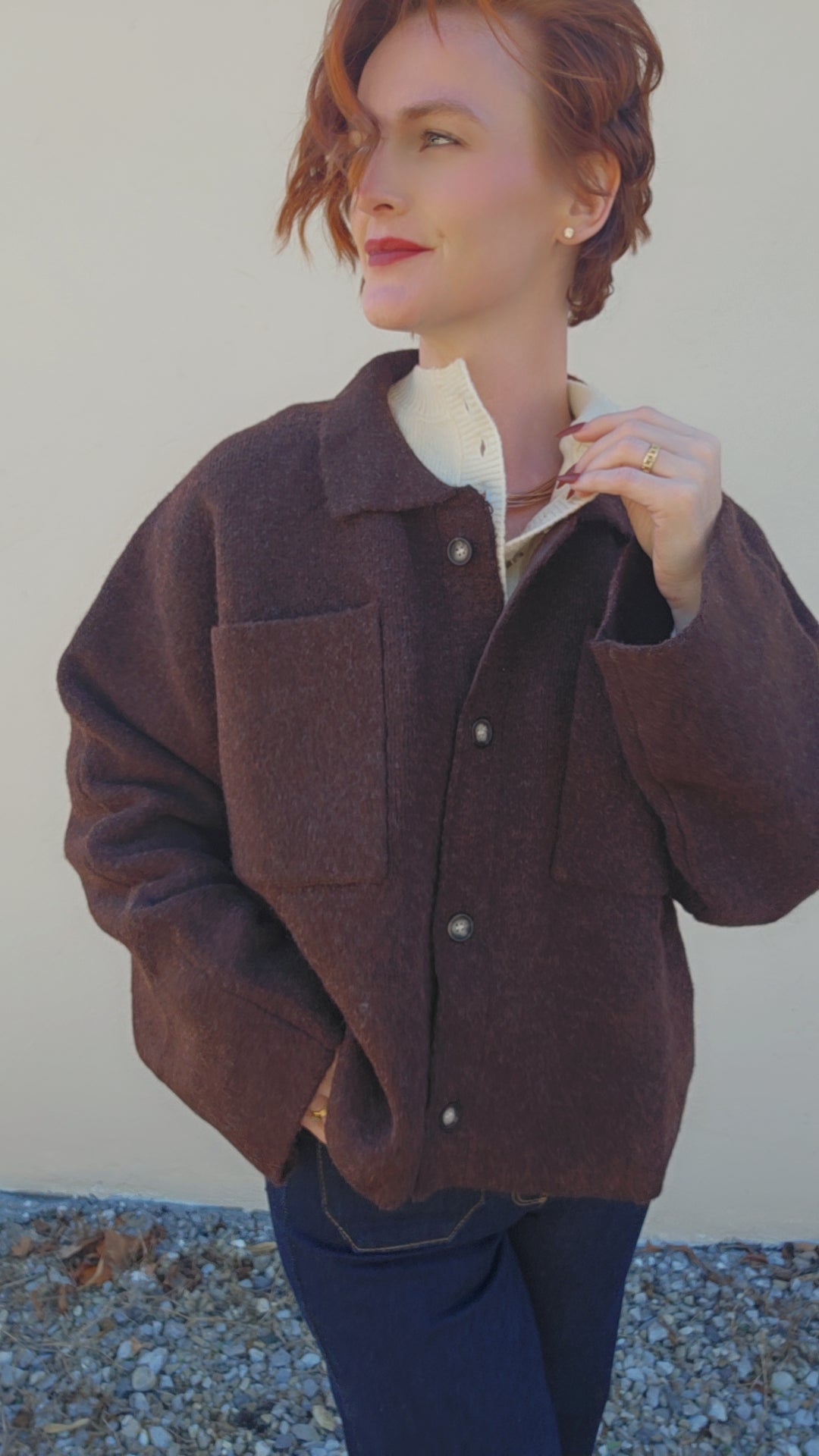 High Collar Knit Cardigan