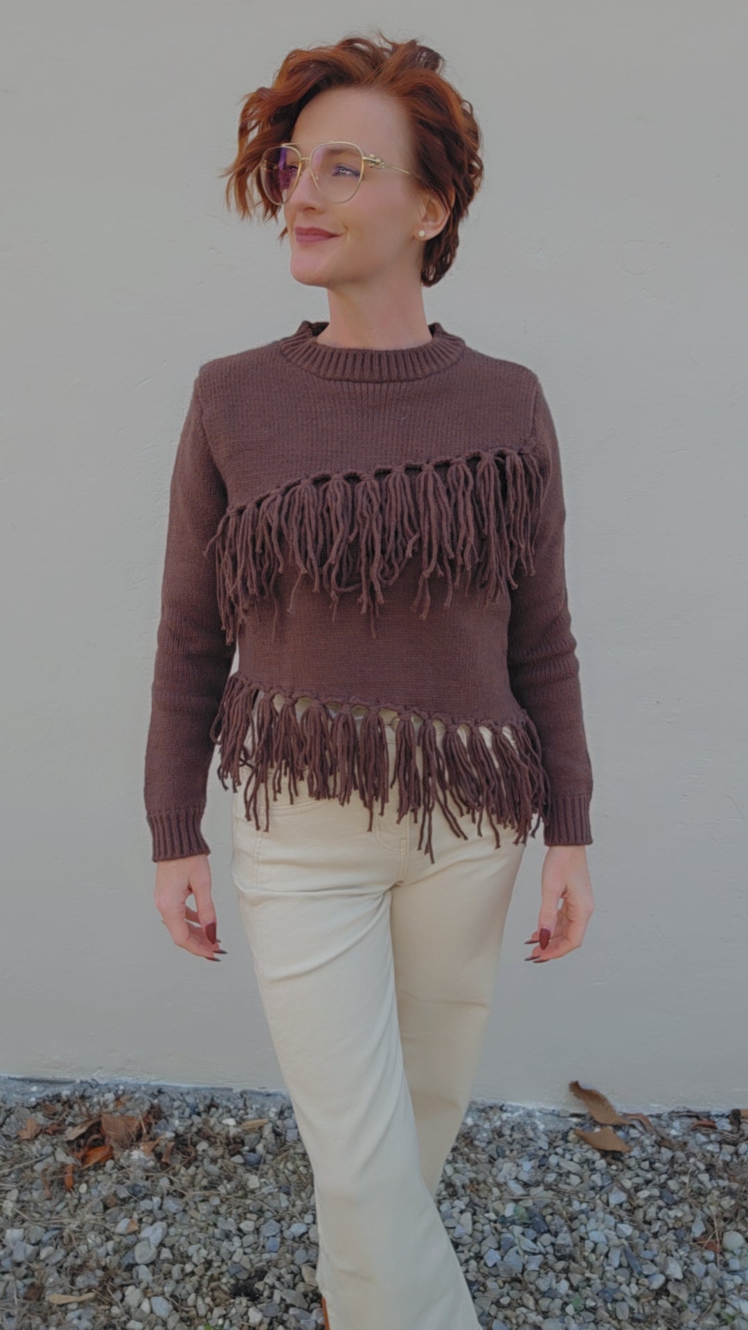 Chocolate Fringe Sweater