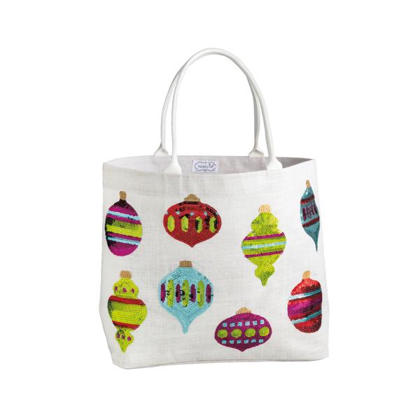sequin ornament tote seasonal holiday