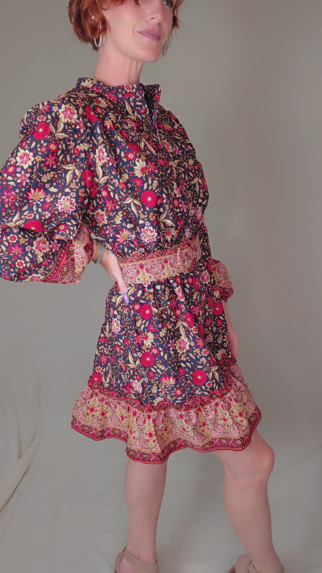 Floral Smocked Waist Mini Dress