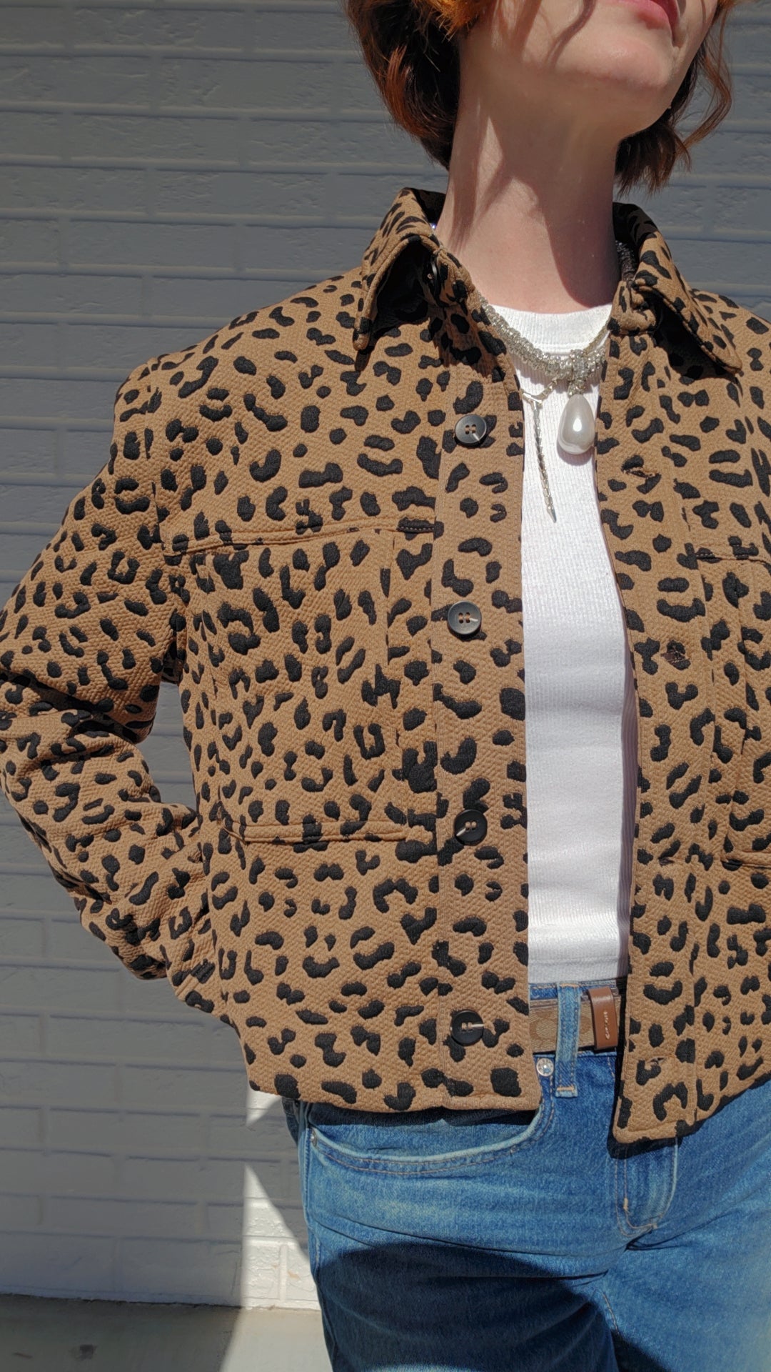 Cheetah Print Cropped Jacket