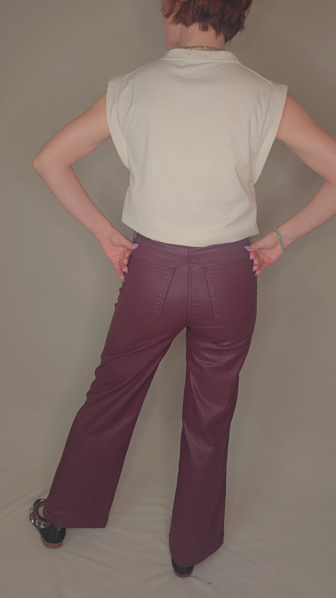 Meg Coated High Waist Wide Leg Jeans