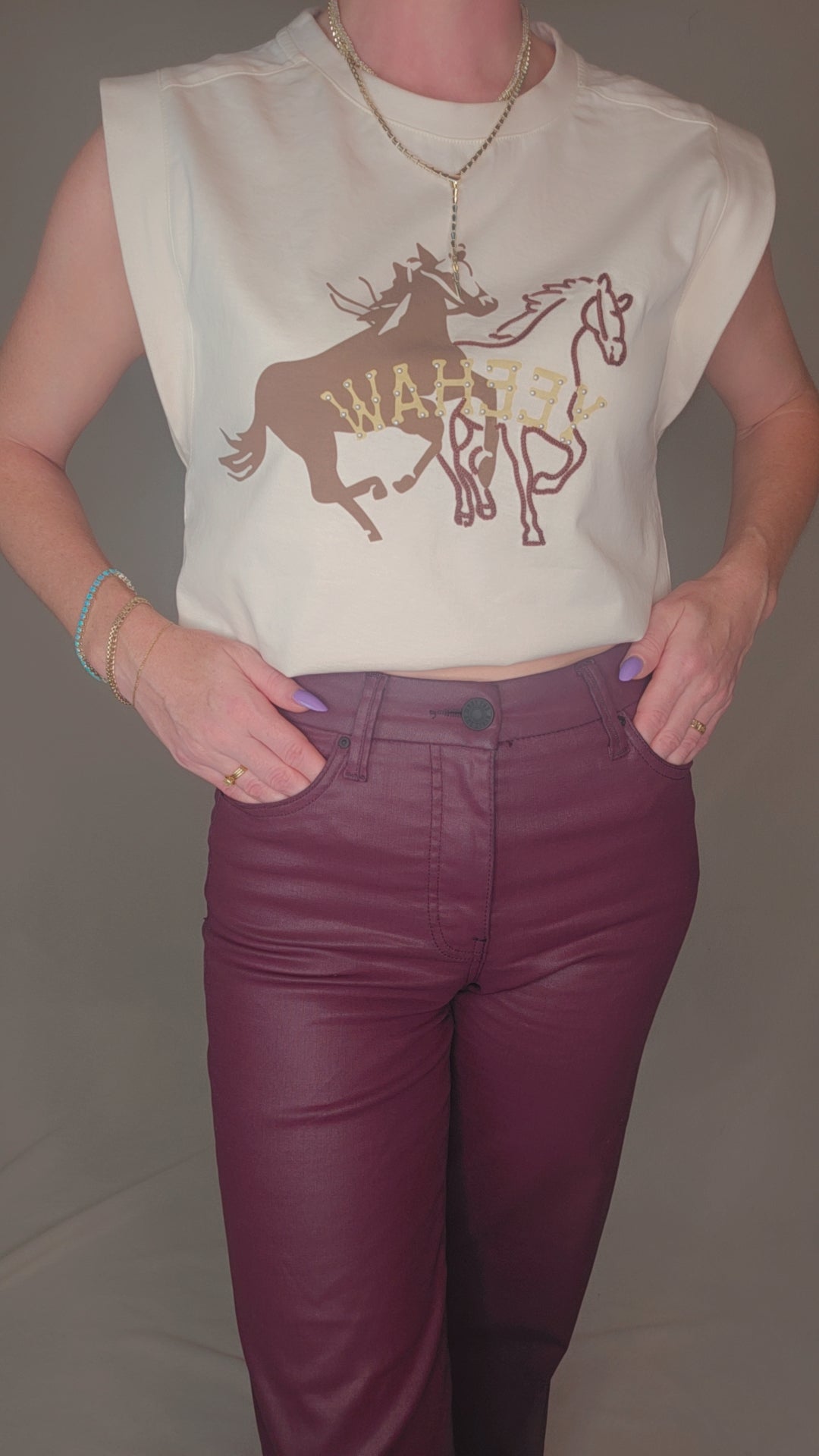 Meg Coated High Waist Wide Leg Jeans