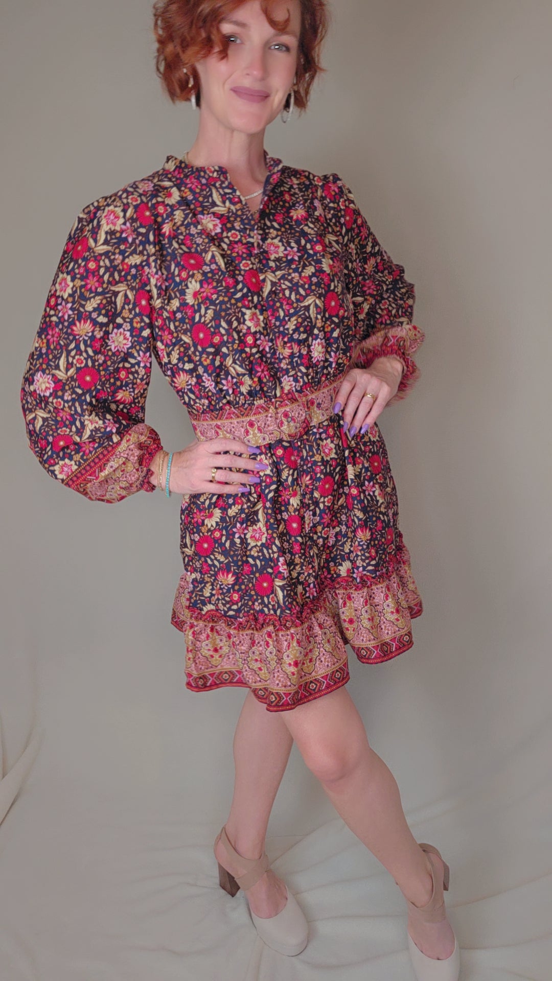 Floral Smocked Waist Mini Dress