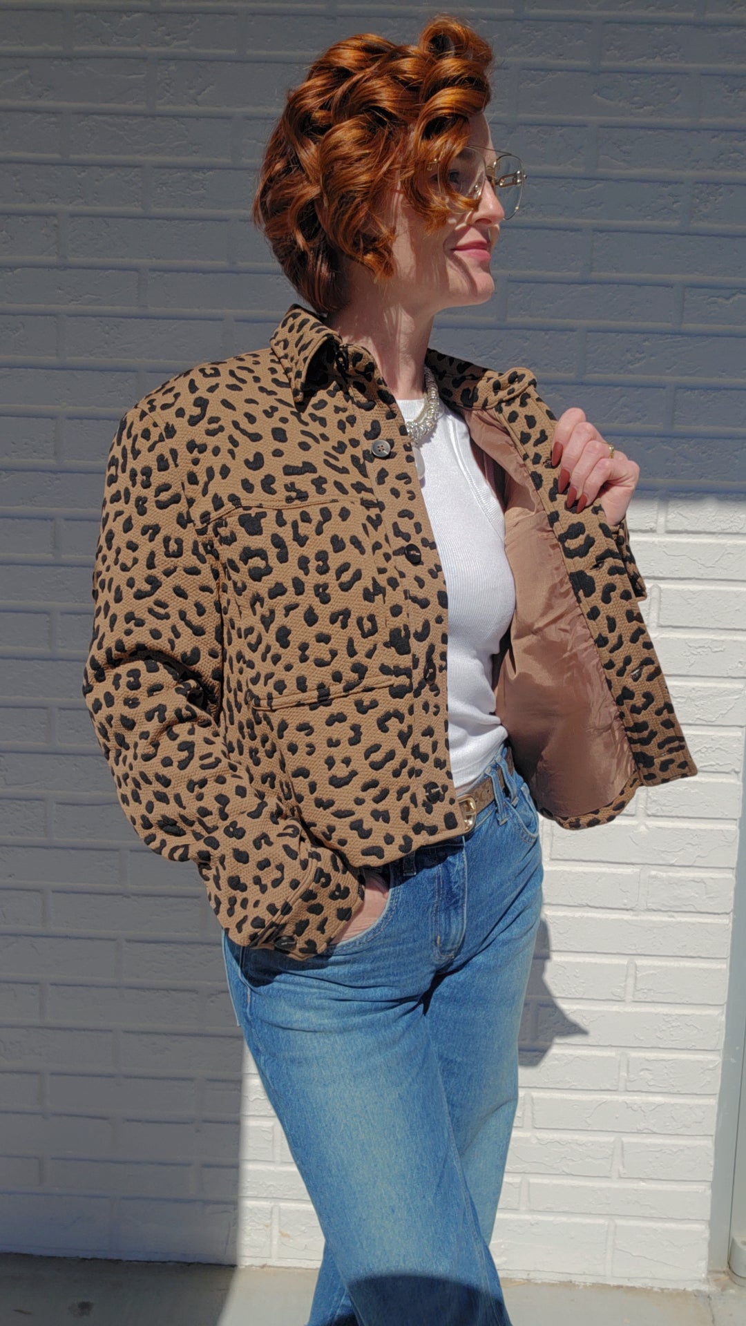 Cheetah Print Cropped Jacket