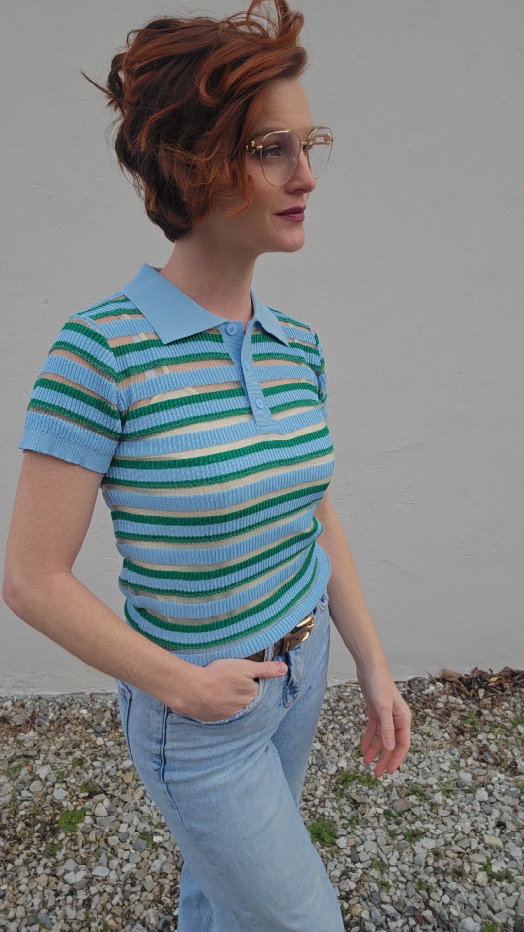 LEVANZO KNIT POLO TOP