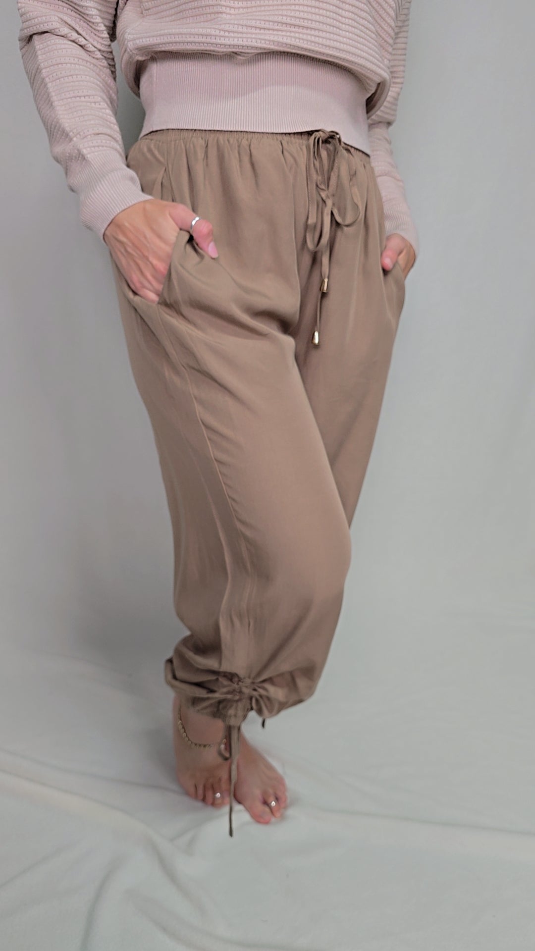 Cinnamon Satin Drawstring Pant
