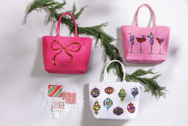 Mud Pie | Bow Holiday Sparkle Tote