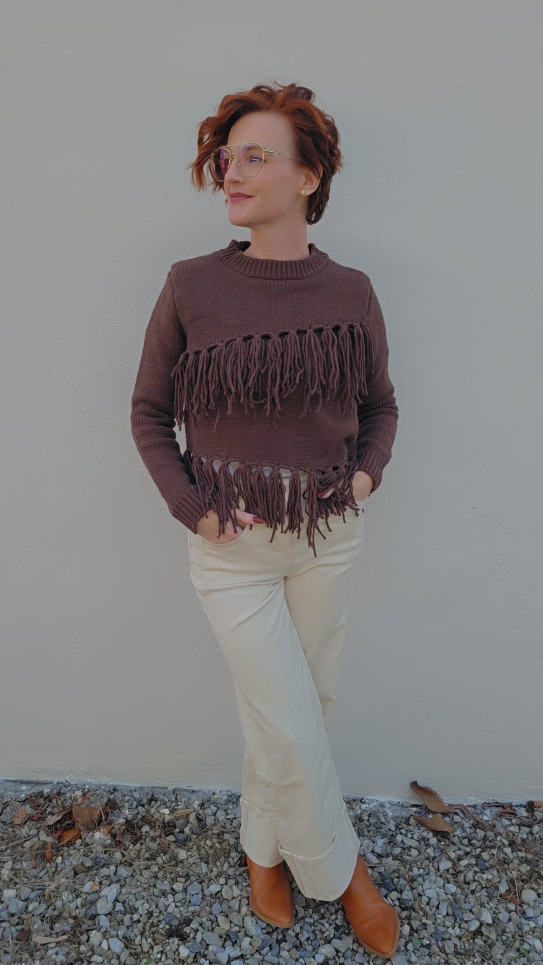 Chocolate Fringe Sweater