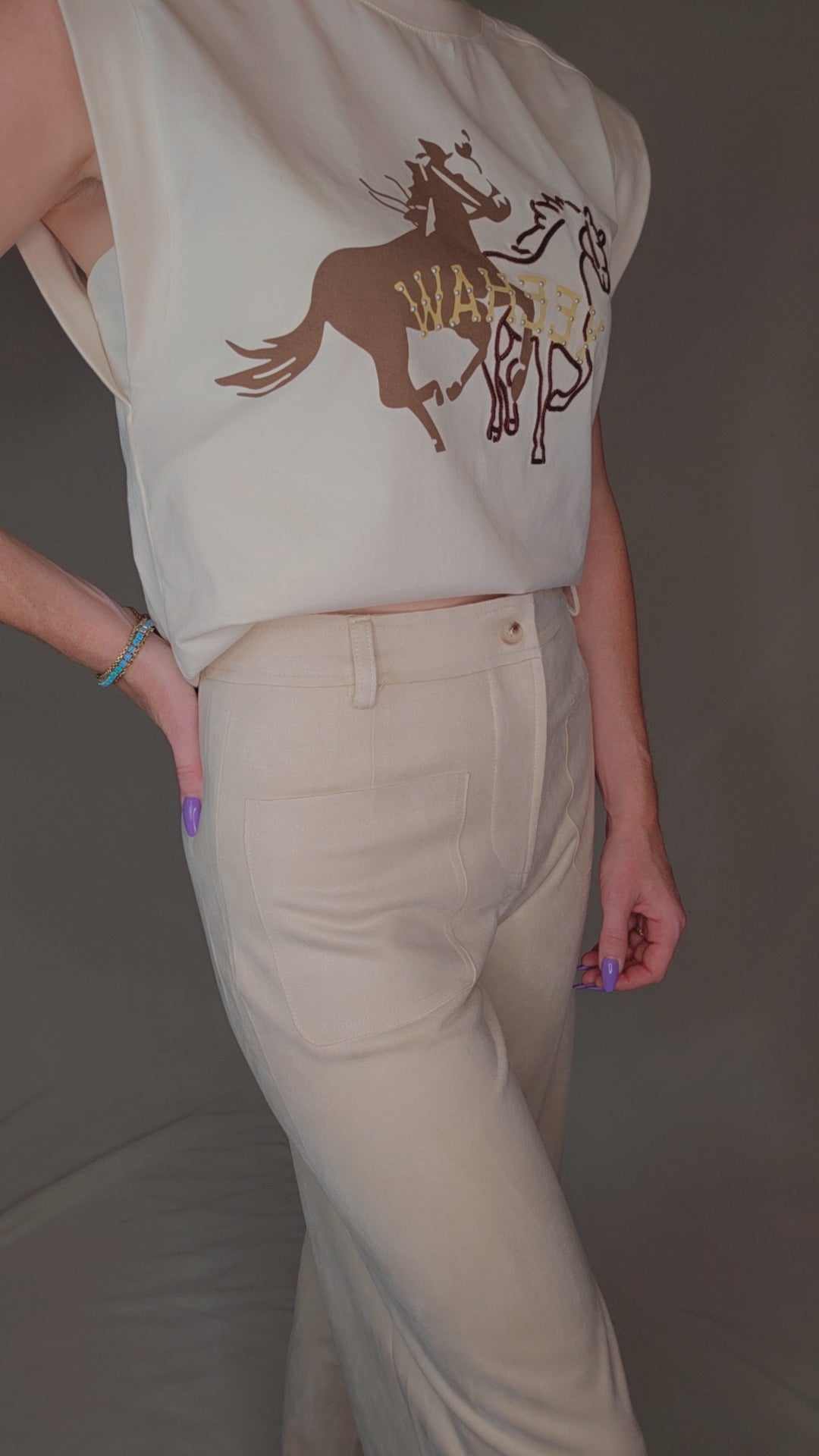Suede Laser Cut Wide Leg Pants