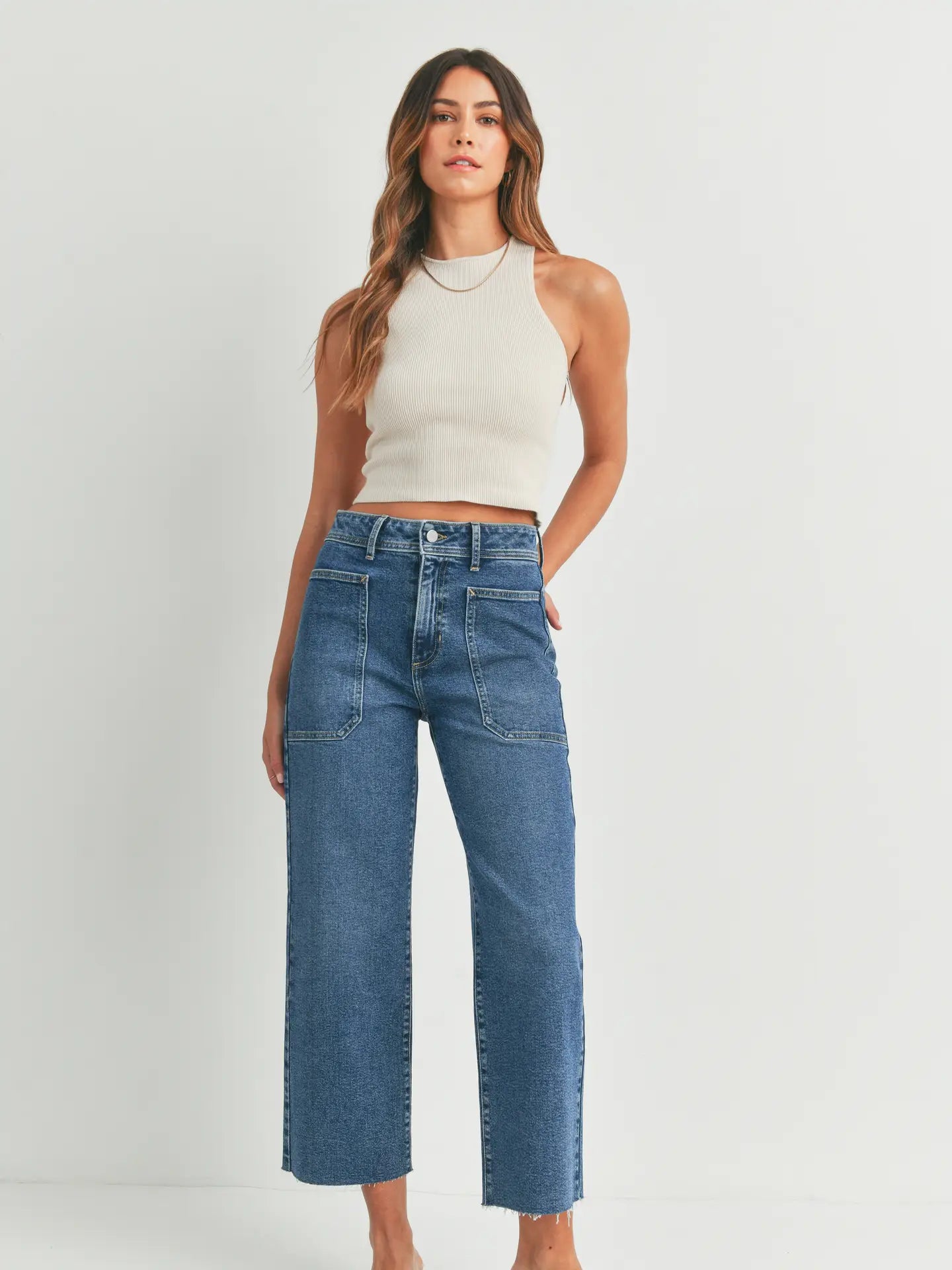 front utility womens wide leg denim