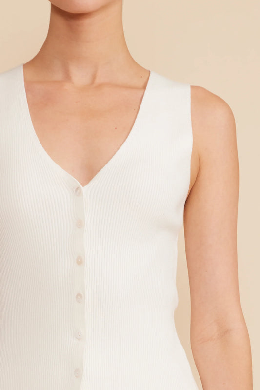 Fiora Button-Front Sleeveless Sweater Vest